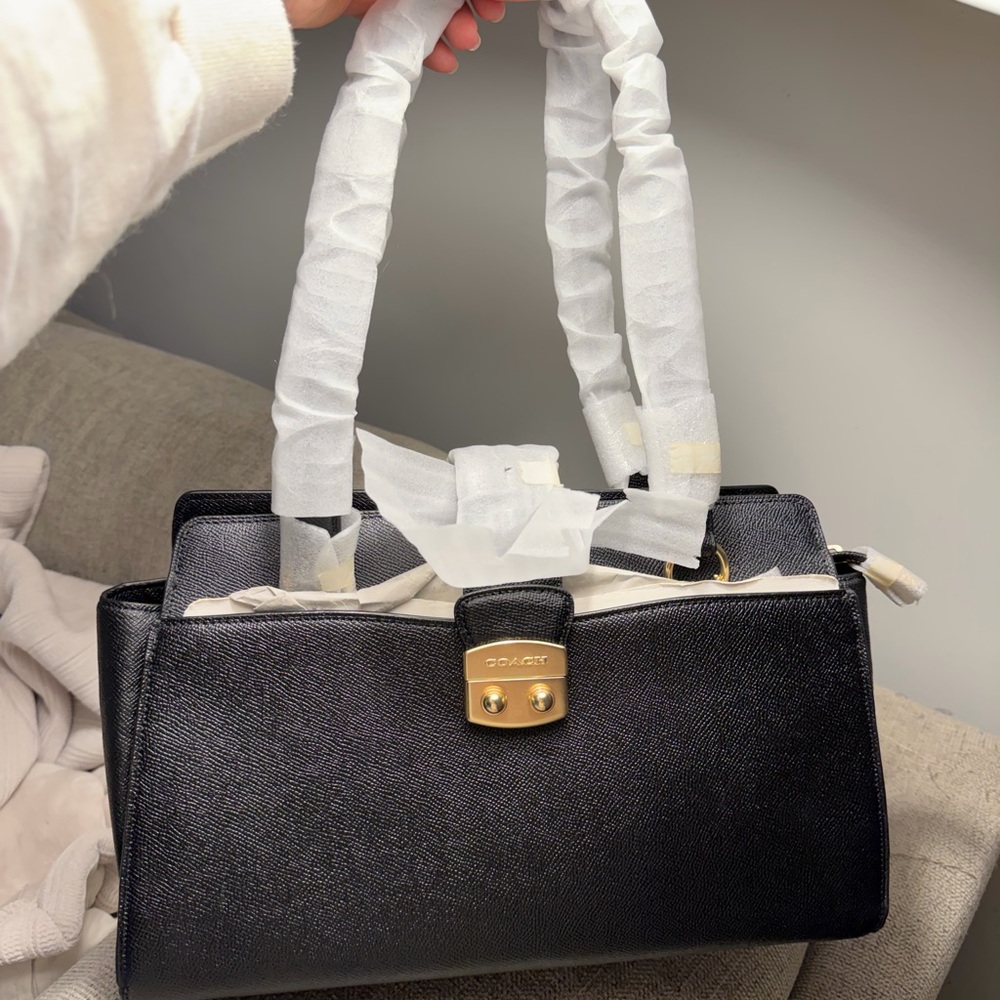 Coach Black Satchel with Gold Accents - Brand New with coverings